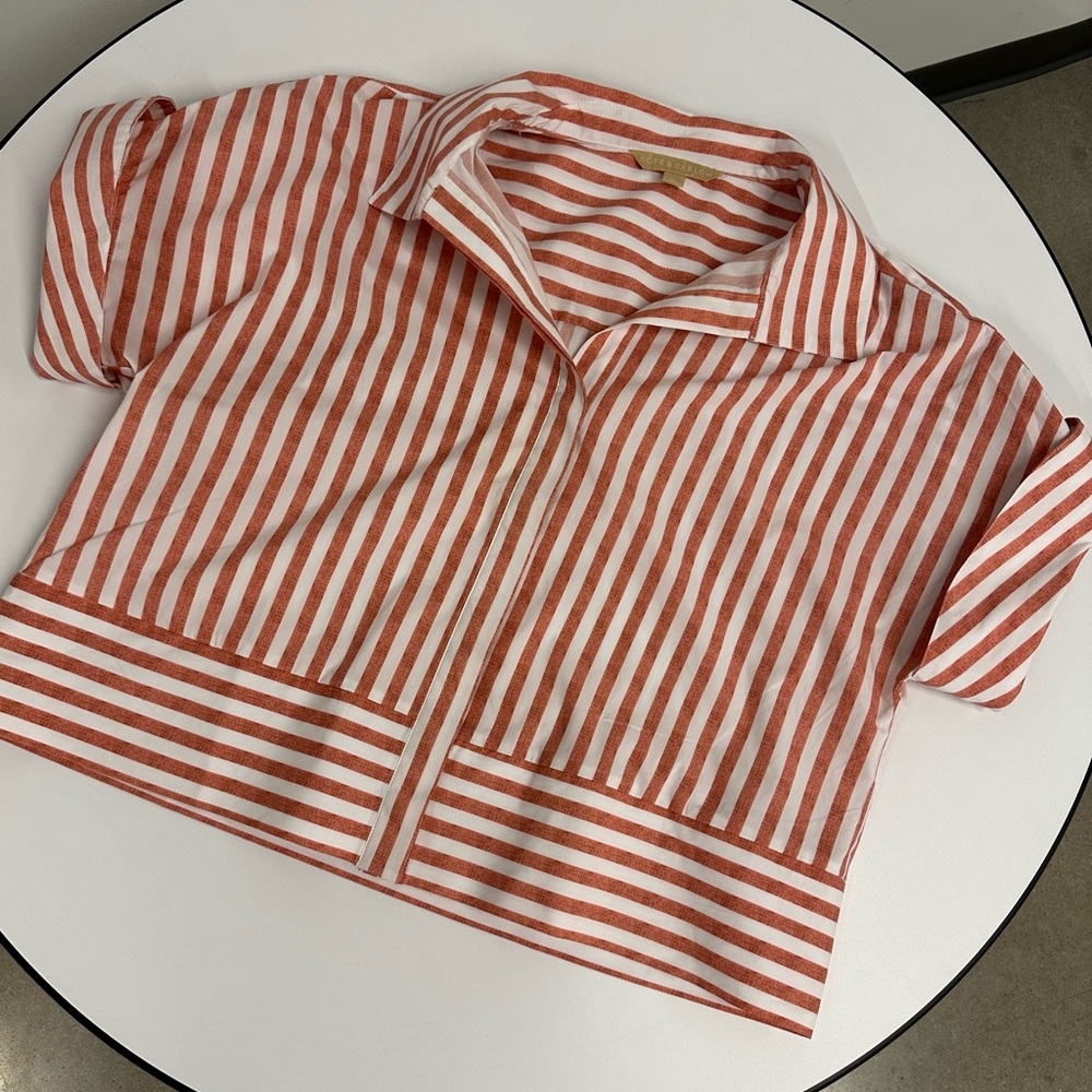 Hope & Harlow Striped Button Down Top